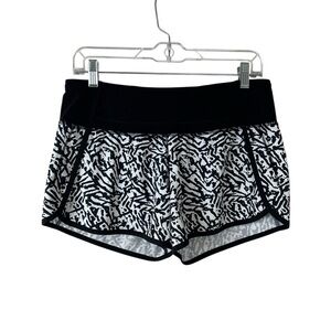 Lululemon Run Times Short 4 Way Stretch 4” Brushed Animal White Black